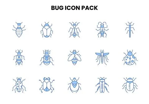 Bug Two Color Blue Graphics Icons Pack Illustrazione stock
