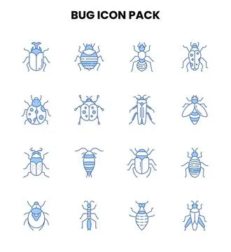 Bug Two Color Blue Scalable Icons Pack 스톡 일러스트