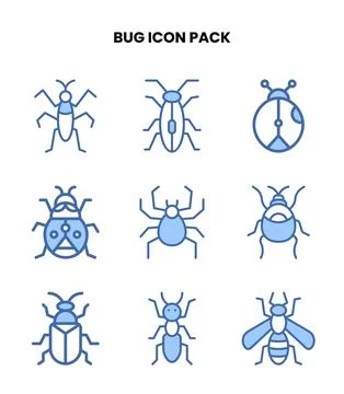 Bug Two Colour Bundle Icons Pack Stock Illustration