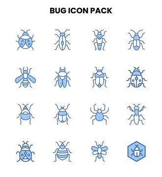 Bug Two Colour Design Icons Pack 스톡 일러스트