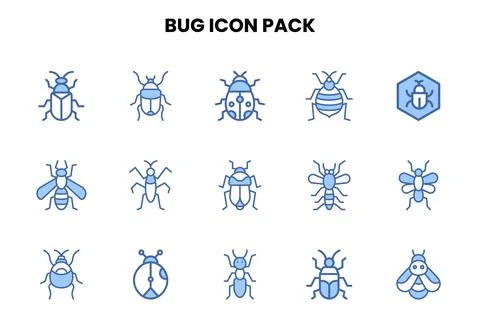 Bug Two Colour Icons Pack Illustrazione stock