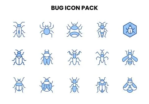 Bug Two Colour Icons Pack Stock Illustration