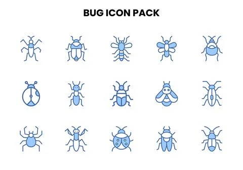 Bug Two Colour Scalable Icons Pack Stock Illustration