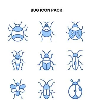 Bug Two Colour Vector Icons Pack Stock Illustration