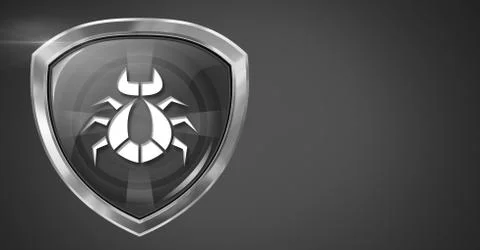 Bug Virus security protection shield in grey background Stock Illustration