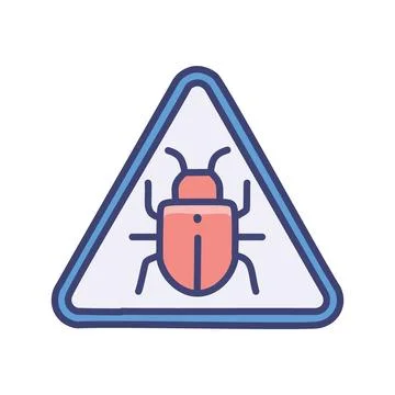 Bug warning sign. Bug inside a triangular warning sign, symbolizing danger .. Stock Illustration