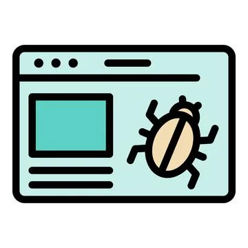 Bug in web application icon color outline vector Illustrazione stock