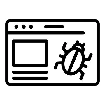 Bug in web application icon, outline style Stock Illustration