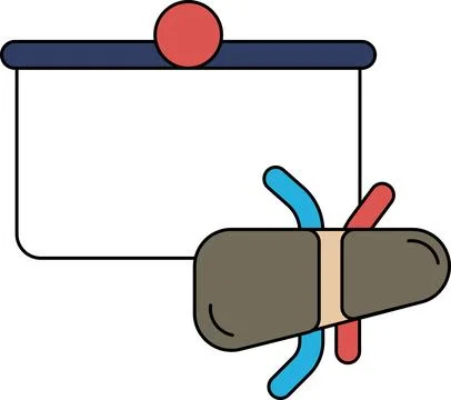 A bug is on a white background with a sign that says "Bug" Stock Illustration
