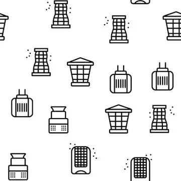 Bug Zapper Equipment Vector Seamless Pattern Stock Illustration