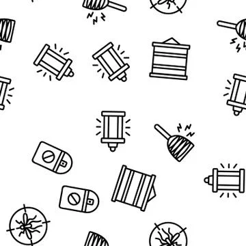 Bug Zapper Equipment Vector Seamless Pattern 스톡 일러스트