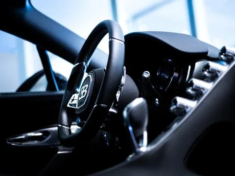 Bugatti Chiron Interior close up Stock Photos