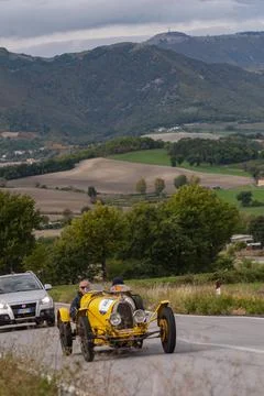BUGATTI T 35 A 1925 on an old racing car in rally Mille Miglia 2020 the famou Stock Photos