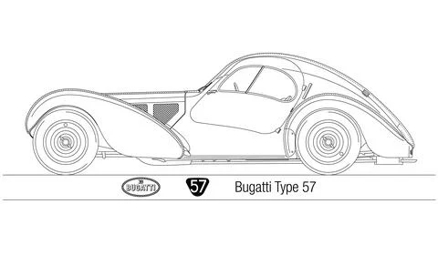 Bugatti Type 57 Atlantic Coupe, vector illustration Stock Illustration