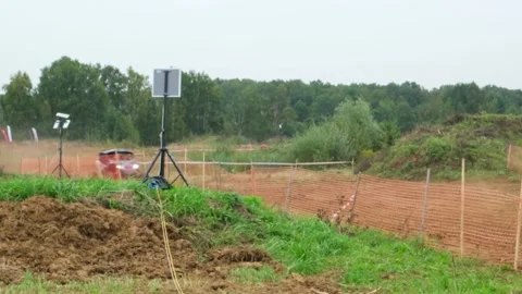 Buggies drive on the race track Stock Footage 189042808