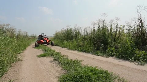 Buggy rides on the ground road Stock Footage 68052022