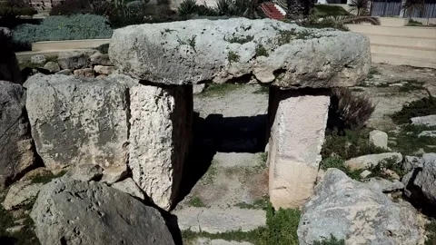 Bugibba Temple, Malta, 4K Close-Up Drone Clip, Dolmen, Neolithic Site Stock Footage 221994133