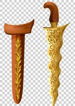 Bugis Kris Vector with Gold Pamor and Ornamental Sheath for Cultural Projects Stock Illustration
