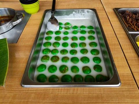Bugis mandi cake or putri mandi, a traditional Indonesian snack Stock Photos