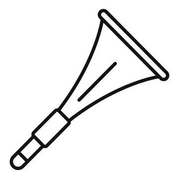 Bugle line icon playing fanfare for military ceremony Stock Illustration
