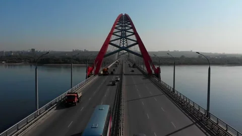 Bugrinsky bridge, aerial drone view 動画素材 327572984