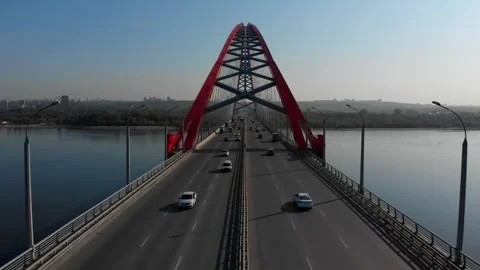 Bugrinsky bridge, aerial drone view 動画素材 327572989