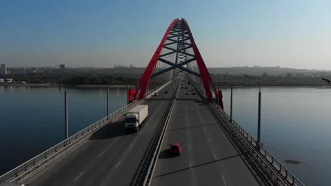 Bugrinsky bridge, aerial drone view 動画素材 327573341
