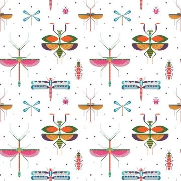 Bugs and Insects Geometric Pattern Illustrazione stock