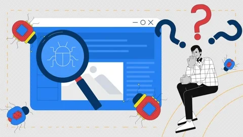 Bugs detection and debugging in web development 2D animation concept Stock Footage 311575796