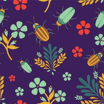 Bugs With Flower Background Illustrazione stock
