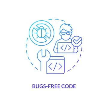 Bugs-free code blue gradient concept icon 스톡 일러스트