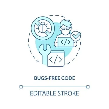 Bugs-free code turquoise concept icon Stock Illustration