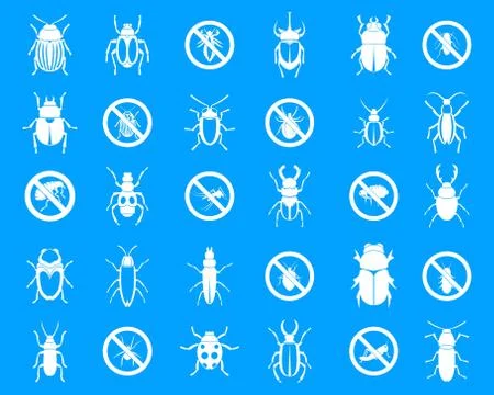 Bugs icon blue set Illustrazione stock