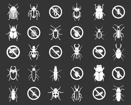 Bugs icon set grey vector Stock Illustration