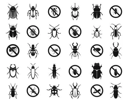 Bugs icon set, simple style Stock Illustration