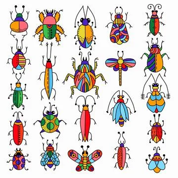 Bugs insects set Illustrazione stock
