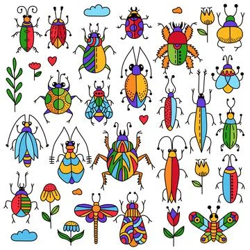 Bugs insects set Illustrazione stock