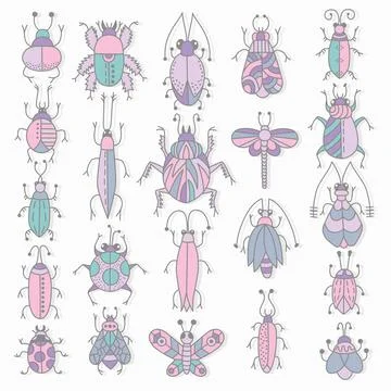Bugs insects set Stock Illustration