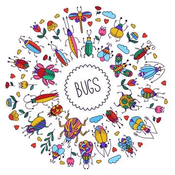 Bugs insects set Illustrazione stock