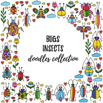Bugs insects set Stock Illustration