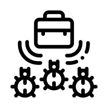 Bugs for listening in briefcase icon vector outline illustration Illustrazione stock