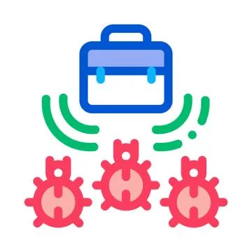 Bugs for listening in briefcase icon vector outline illustration Illustrazione stock