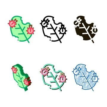 Bugs multistyle eat leaf icon vector outline Stock Illustration