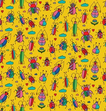 Bugs seamless vector pattern Stock Illustration