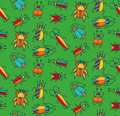 Bugs seamless vector pattern Illustrazione stock