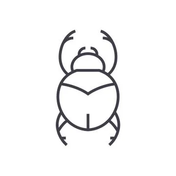 Bugs,egypt sign vector line icon, sign, illustration on background, editable Stock Illustration