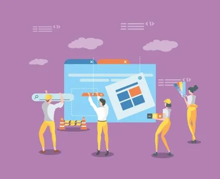 Buiders and data folder with webpage under cosntruction Stock-Illustration