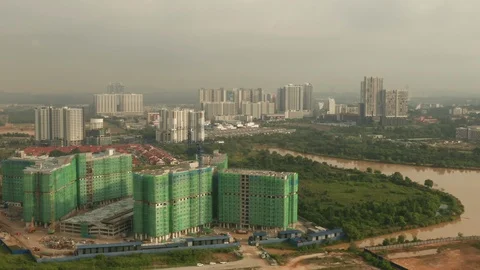 Buidling Under Construction Aerial View Stock Footage 122860619