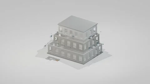 Build building construction home cement town bg able to loop endless Stock Footage 346050490