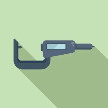 Build digital micrometer icon flat vector. Metallic tool Stock Illustration